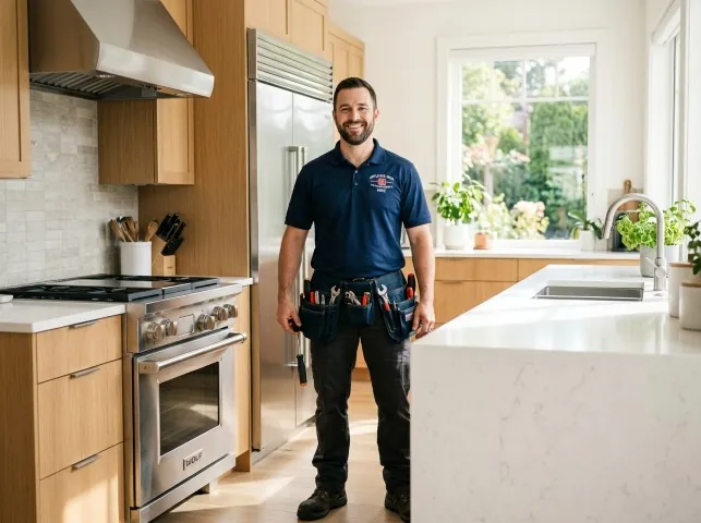 Appliance Repair Hero technician in a Belmar, NJ kitchen after an appliance repair